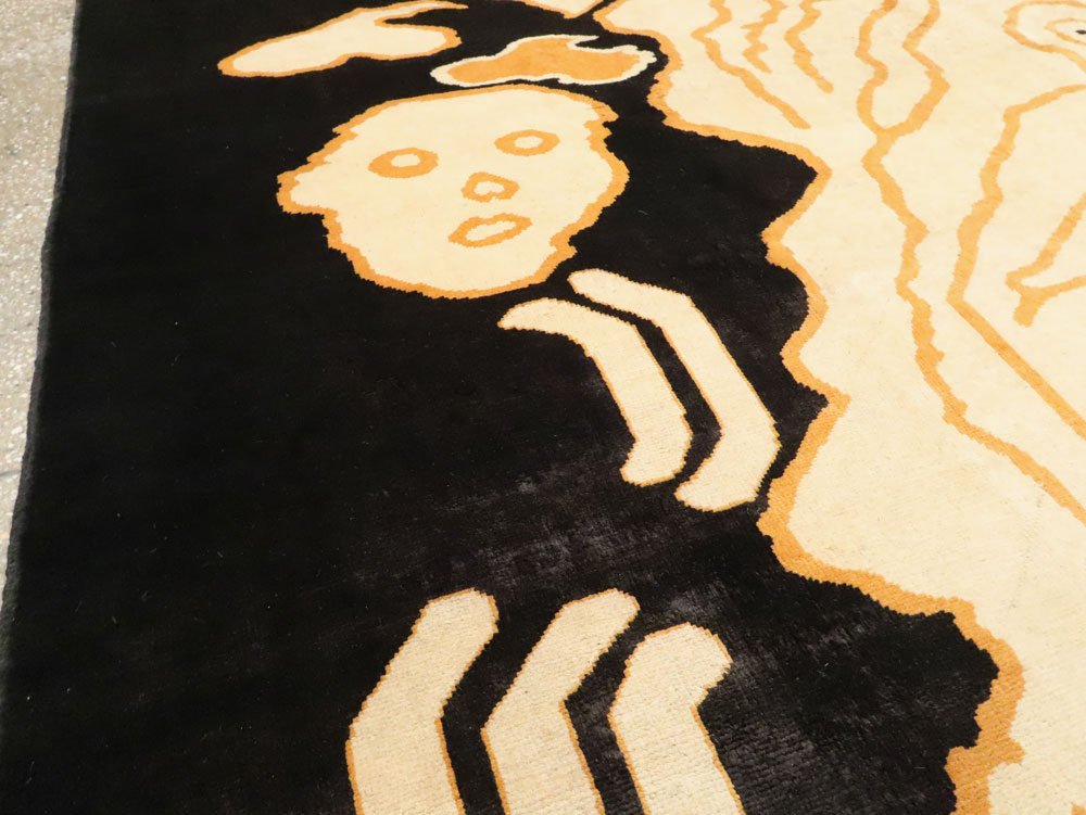 Tibetan Inspired Modern Buddhist Tantric Skeleton Ritual Rug, No.28350 - Galerie Shabab