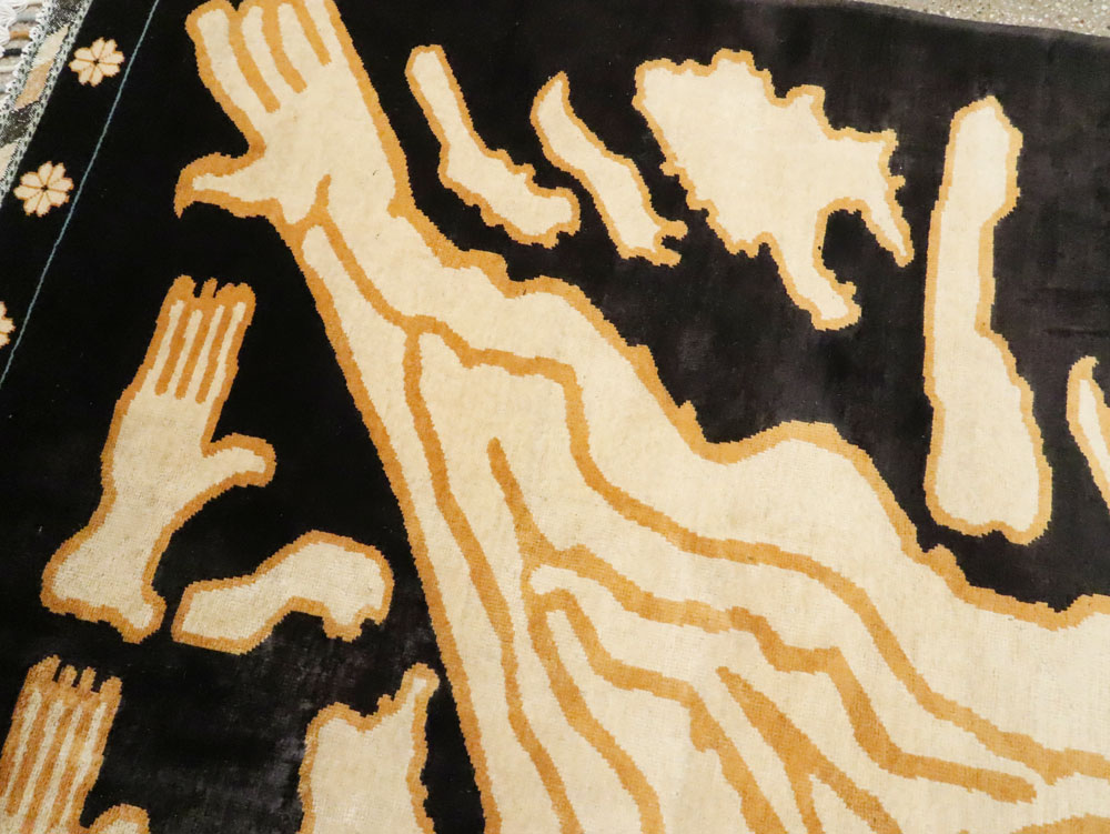 Tibetan Inspired Modern Buddhist Tantric Skeleton Ritual Rug, No.28350 - Galerie Shabab