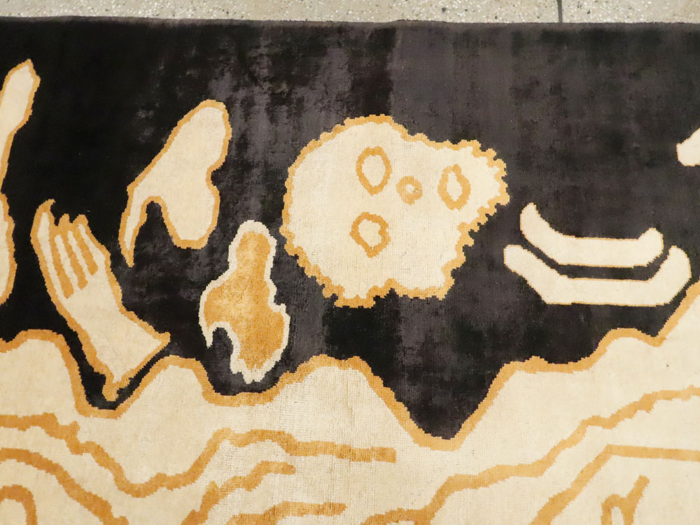 Tibetan Inspired Modern Buddhist Tantric Skeleton Ritual Rug, No.28350 - Galerie Shabab