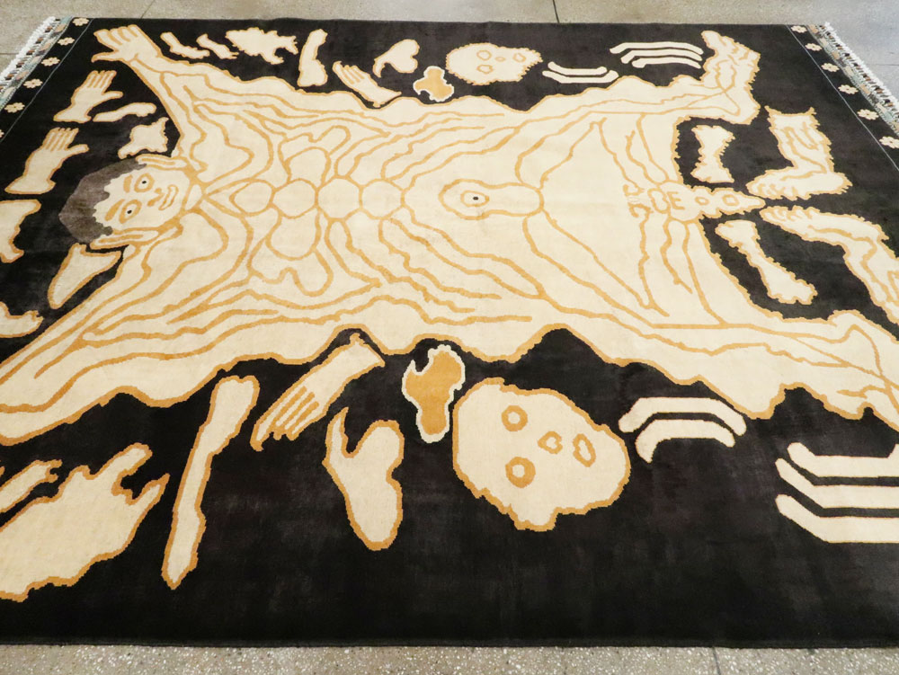 Tibetan Inspired Modern Buddhist Tantric Skeleton Ritual Rug, No.28350 - Galerie Shabab