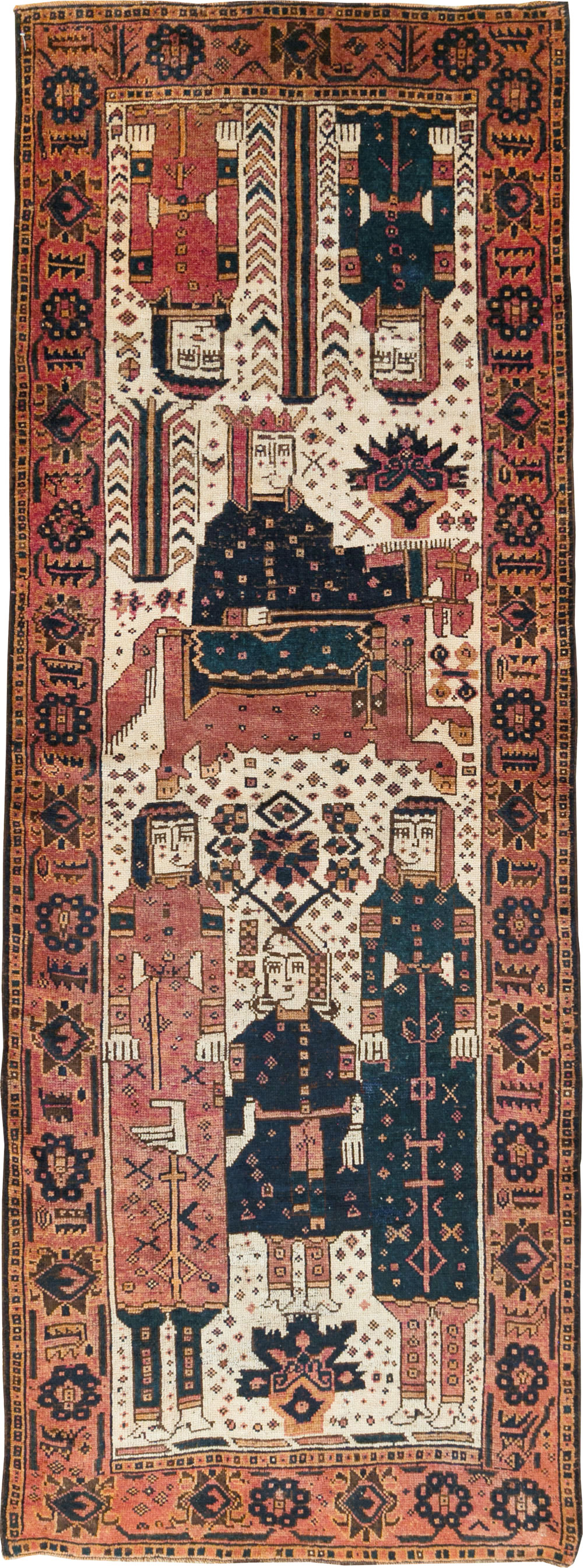 Vintage Persian Pictorial Bakhtiari Runner, No.28357 - Galerie Shabab