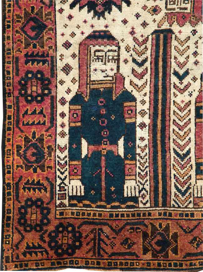 Vintage Persian Pictorial Bakhtiari Runner, No.28357 - Galerie Shabab