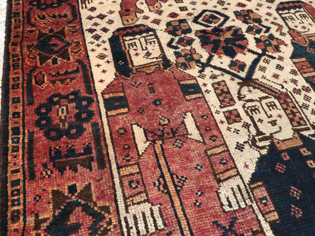 Vintage Persian Pictorial Bakhtiari Runner, No.28357 - Galerie Shabab