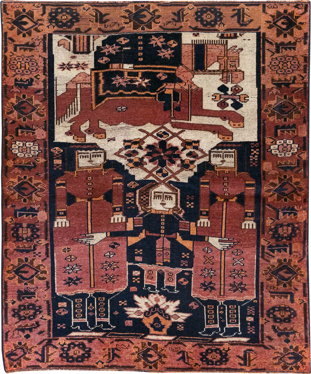 Vintage Persian Bakhtiari Pictorial Rug, No.28358 - Galerie Shabab