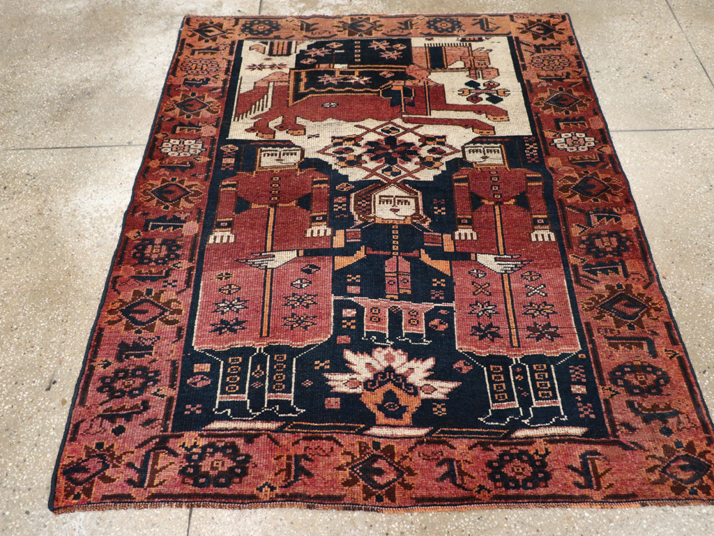 Vintage Persian Bakhtiari Pictorial Rug, No.28358 - Galerie Shabab