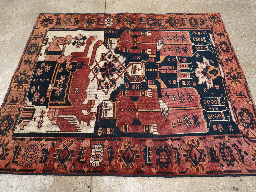 Vintage Persian Bakhtiari Pictorial Rug, No.28358 - Galerie Shabab