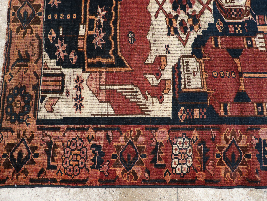 Vintage Persian Bakhtiari Pictorial Rug, No.28358 - Galerie Shabab