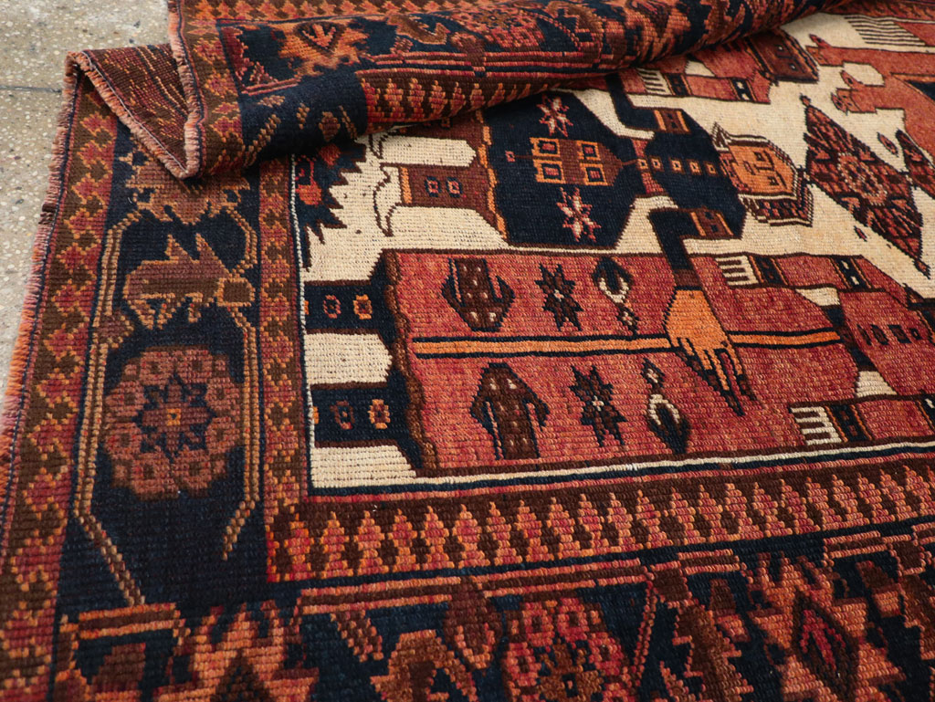Vintage Persian Pictorial Bakhtiari Tribal Accent Rug, No.28359 - Galerie Shabab