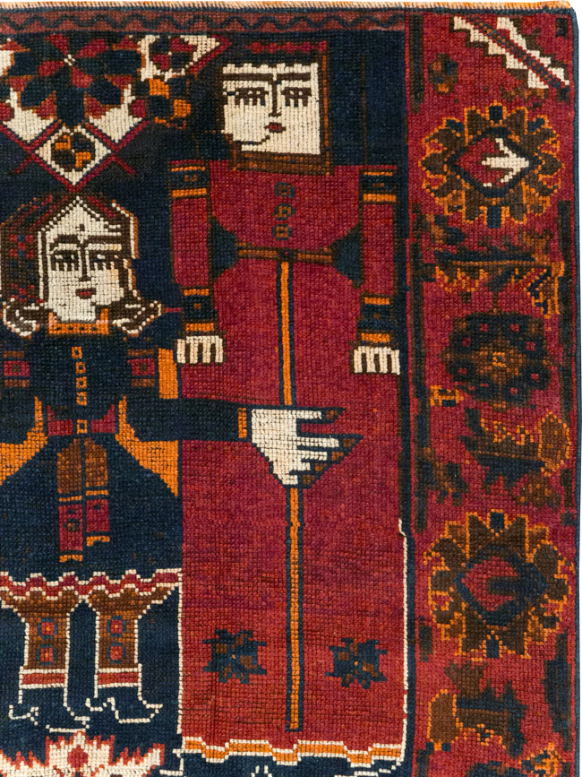 Vintage Persian Pictorial Bakhtiari Accent Rug, No.28364 - Galerie Shabab