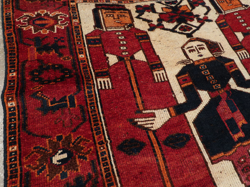 Vintage Persian Bakhtiari Pictorial Rug, No.28365 - Galerie Shabab
