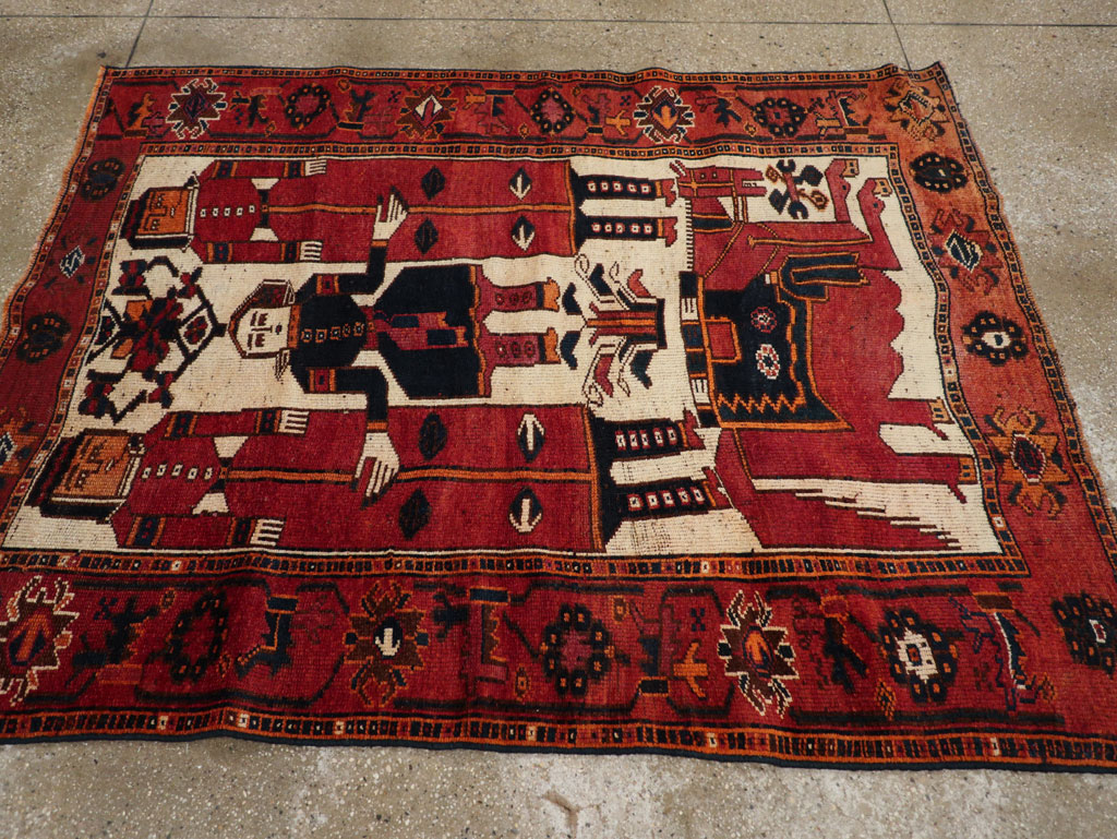 Vintage Persian Bakhtiari Pictorial Rug, No.28365 - Galerie Shabab
