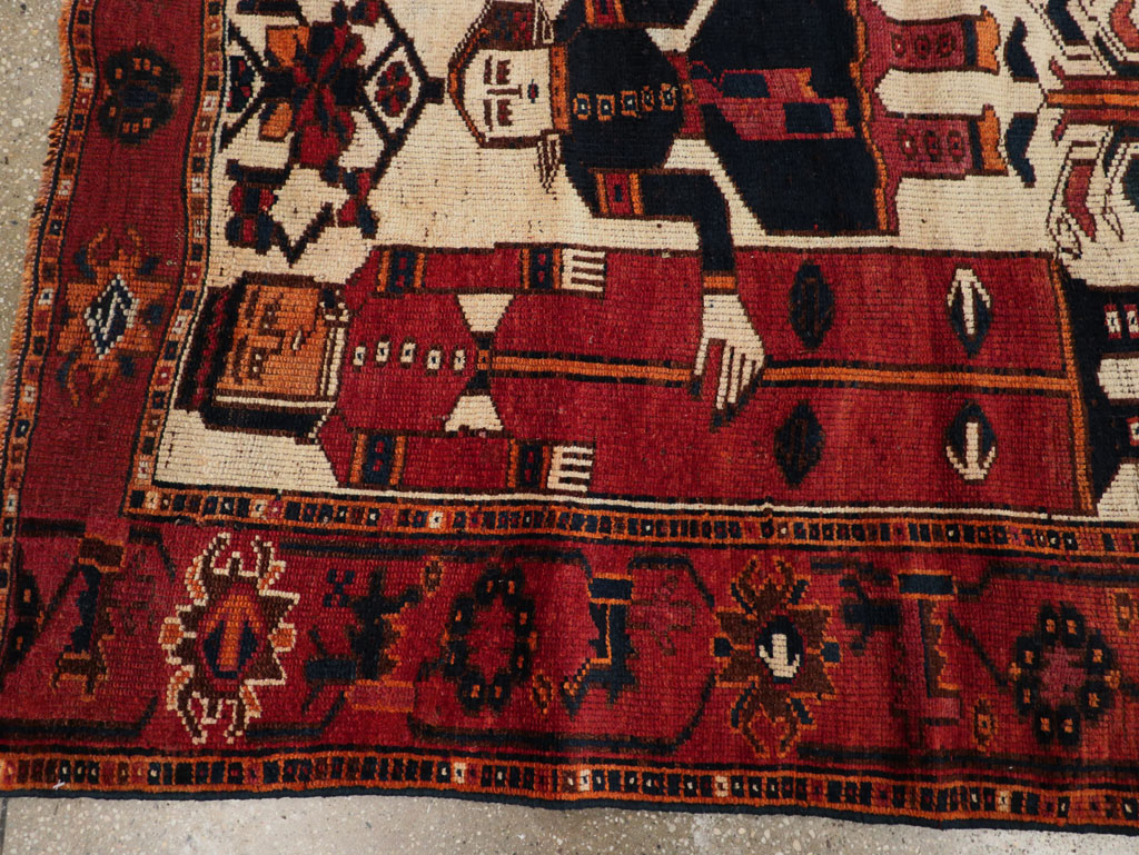 Vintage Persian Bakhtiari Pictorial Rug, No.28365 - Galerie Shabab