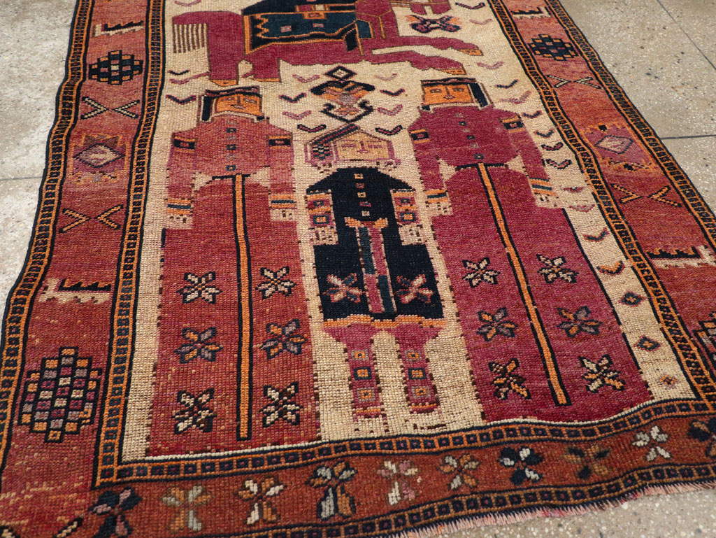 Vintage Persian Pictorial Bakhtiari Tribal Accent Rug, No.28366 - Galerie Shabab