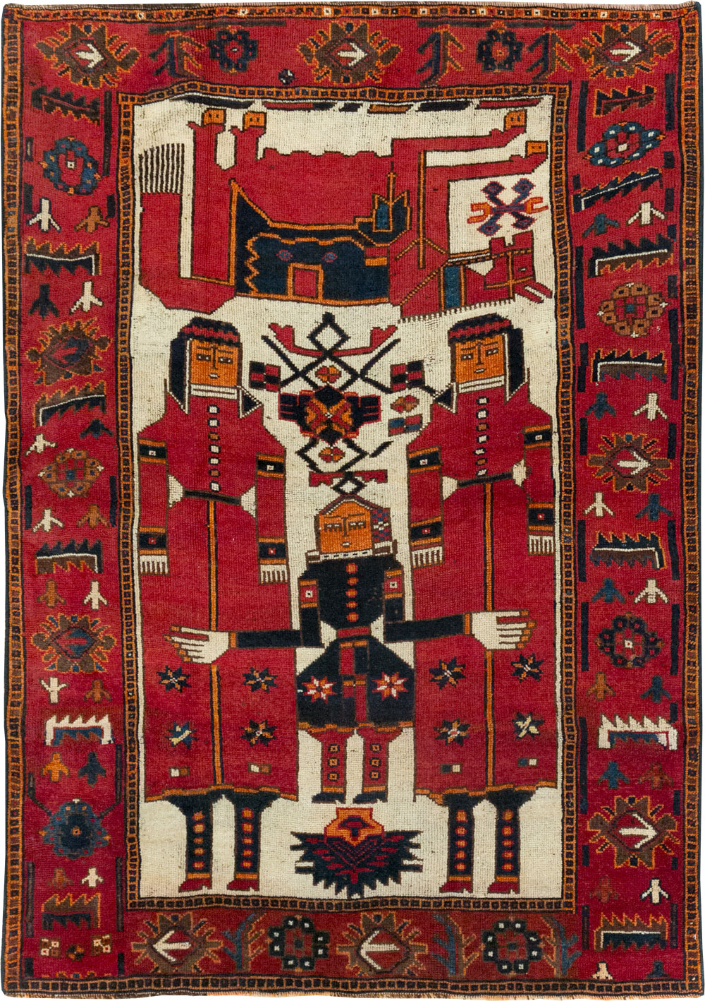 Vintage Persian Bakhtiari Pictorial Rug, No.28367 - Galerie Shabab