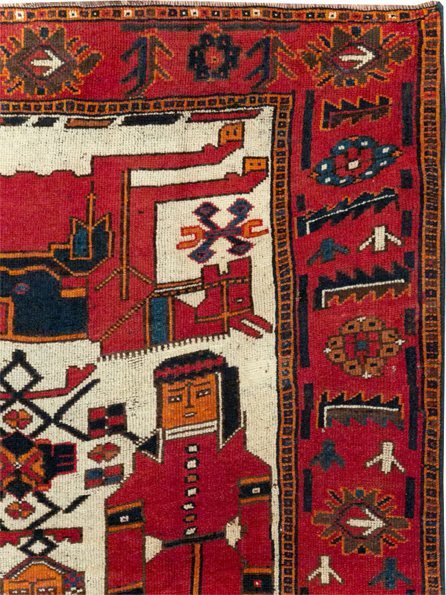 Vintage Persian Bakhtiari Pictorial Rug, No.28367 - Galerie Shabab