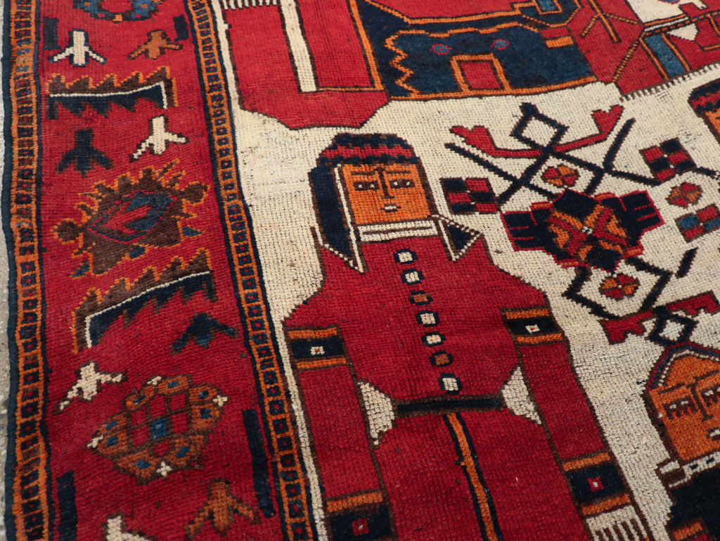 Vintage Persian Bakhtiari Pictorial Rug, No.28367 - Galerie Shabab