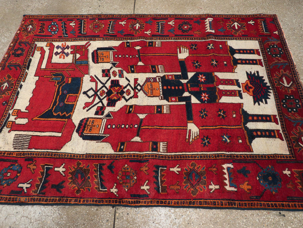 Vintage Persian Bakhtiari Pictorial Rug, No.28367 - Galerie Shabab