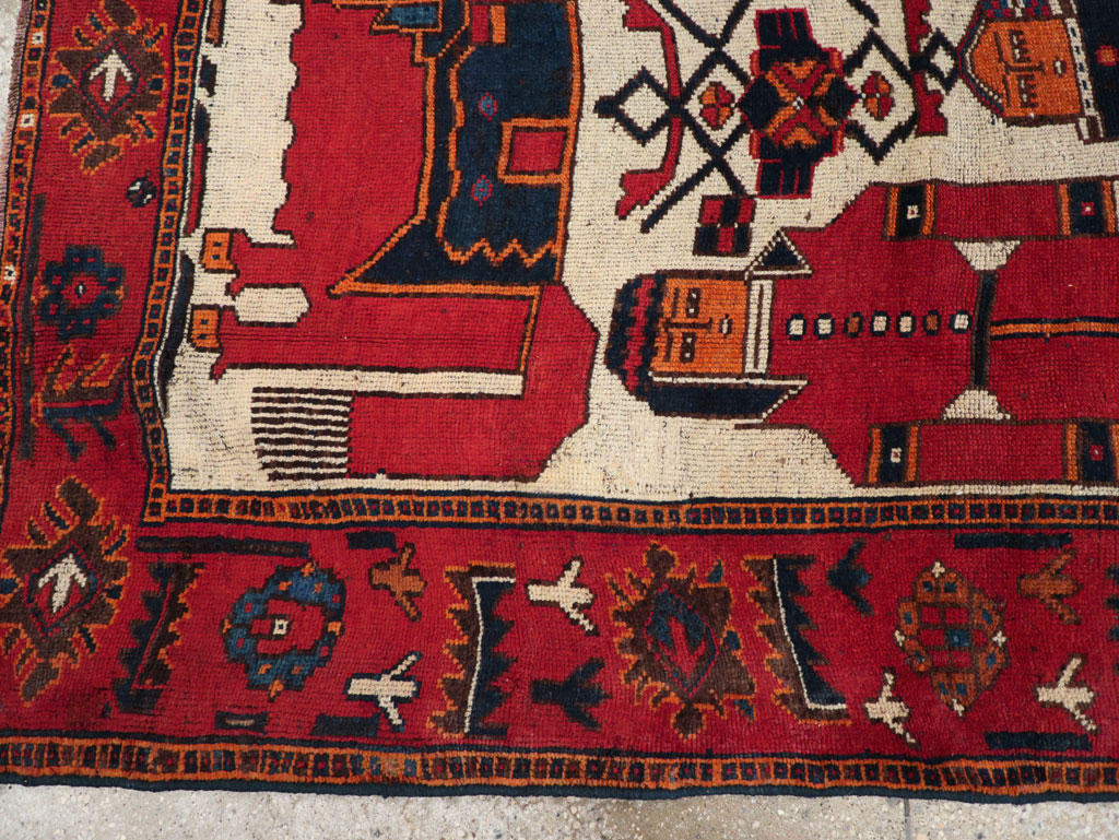 Vintage Persian Bakhtiari Pictorial Rug, No.28367 - Galerie Shabab