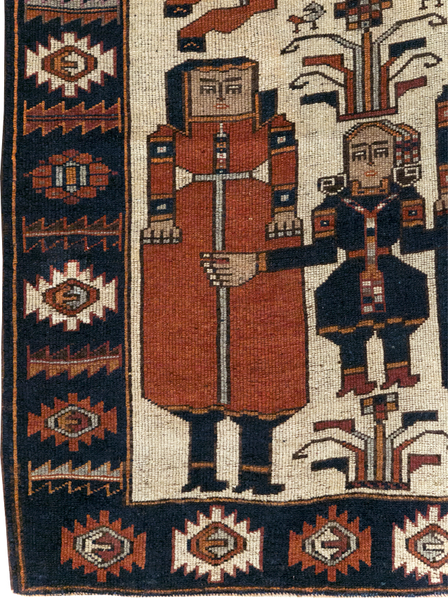 Vintage Persian Bakhtiari Pictoral Rug, No.28368 - Galerie Shabab