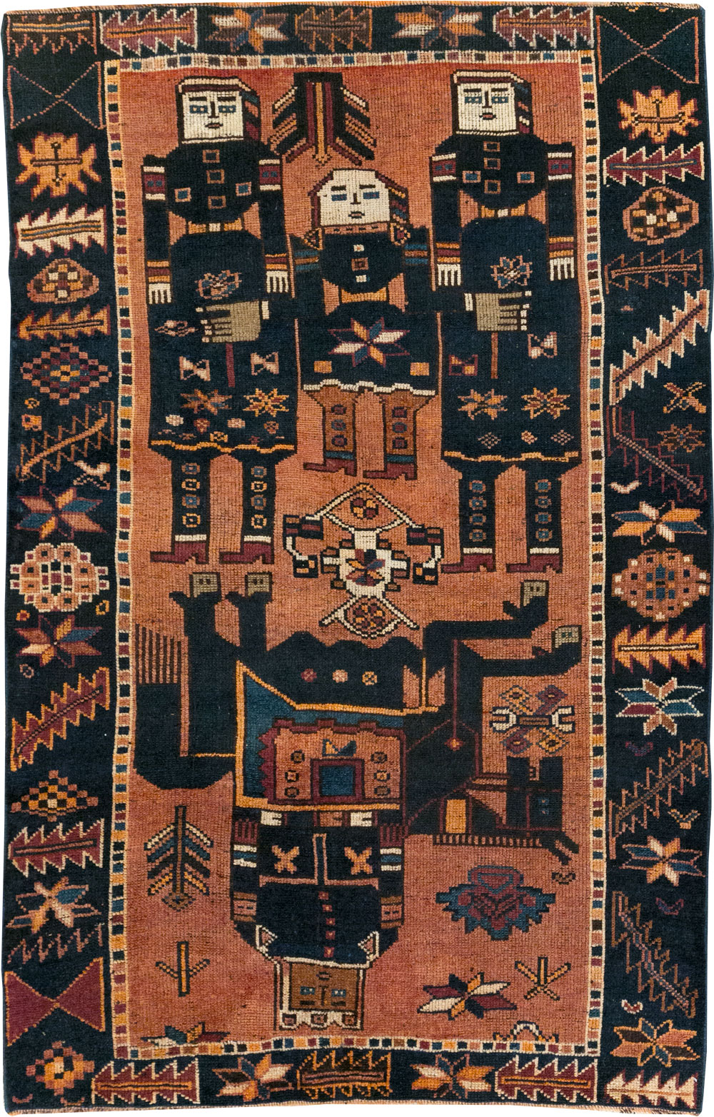 Vintage Persian Bakhtiari Pictorial Rug, No.28369 - Galerie Shabab