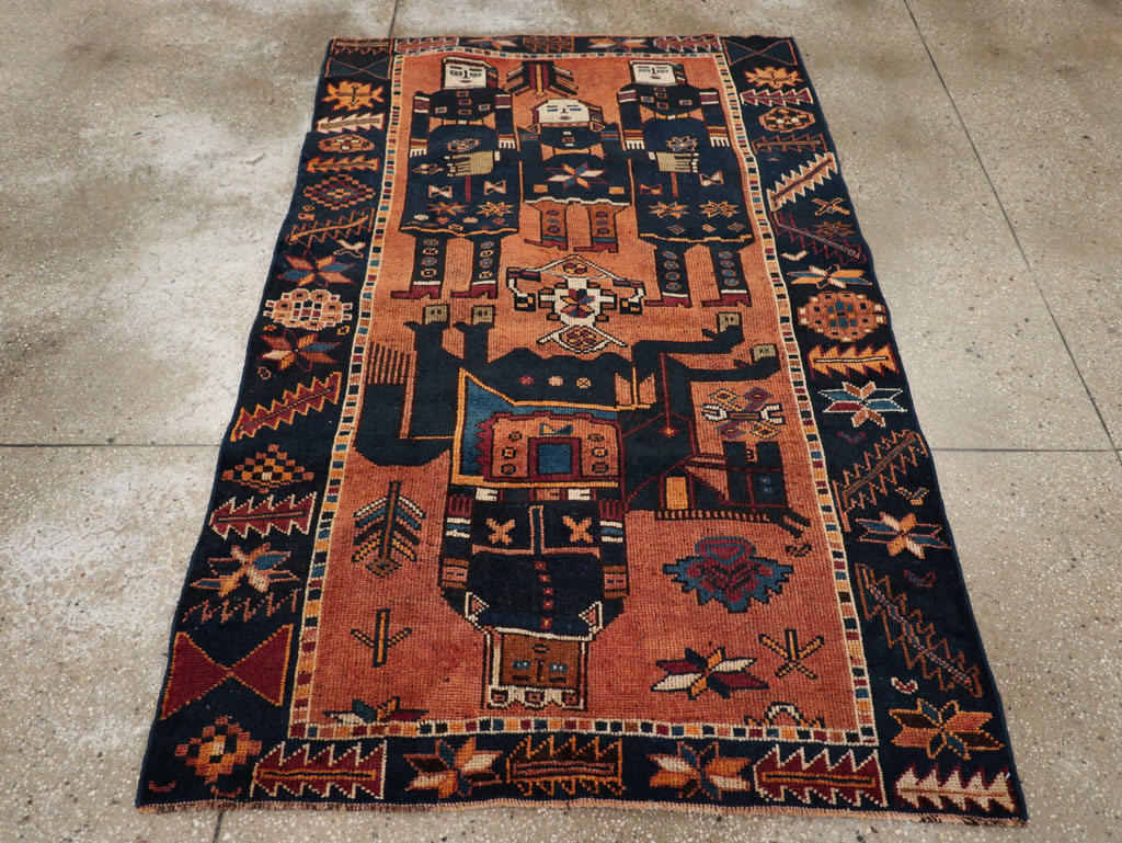 Vintage Persian Bakhtiari Pictorial Rug, No.28369 - Galerie Shabab