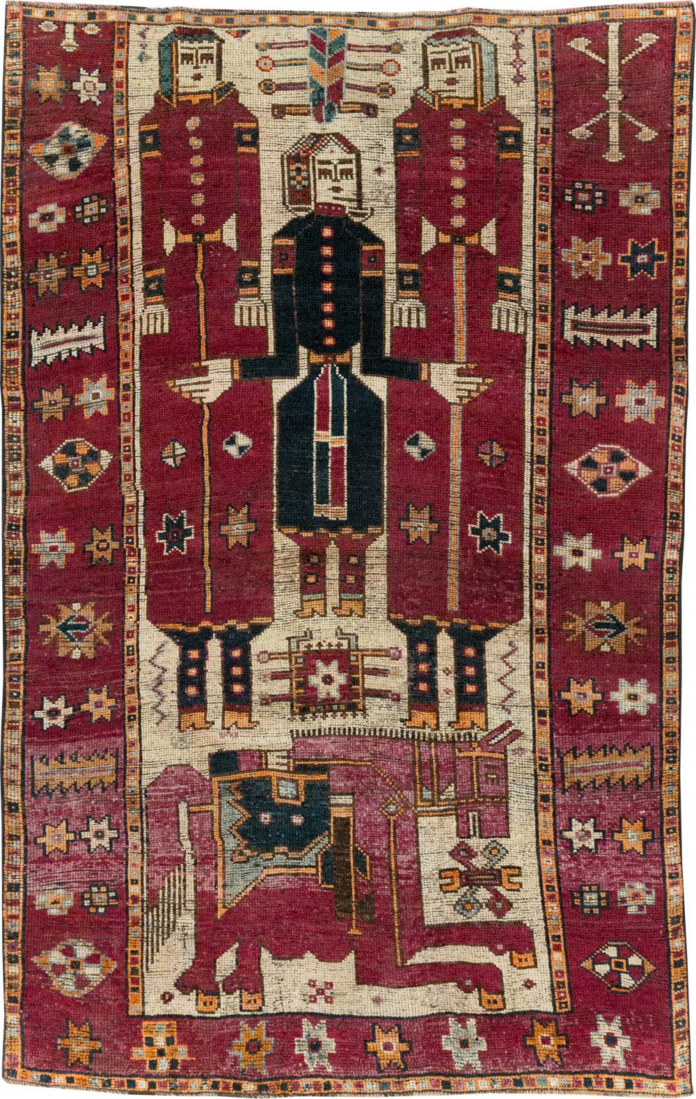 Vintage Persian Bakhtiari Pictorial Rug, No.28370 - Galerie Shabab