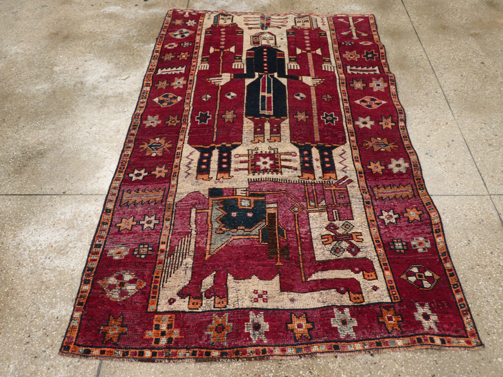 Vintage Persian Bakhtiari Pictorial Rug, No.28370 - Galerie Shabab