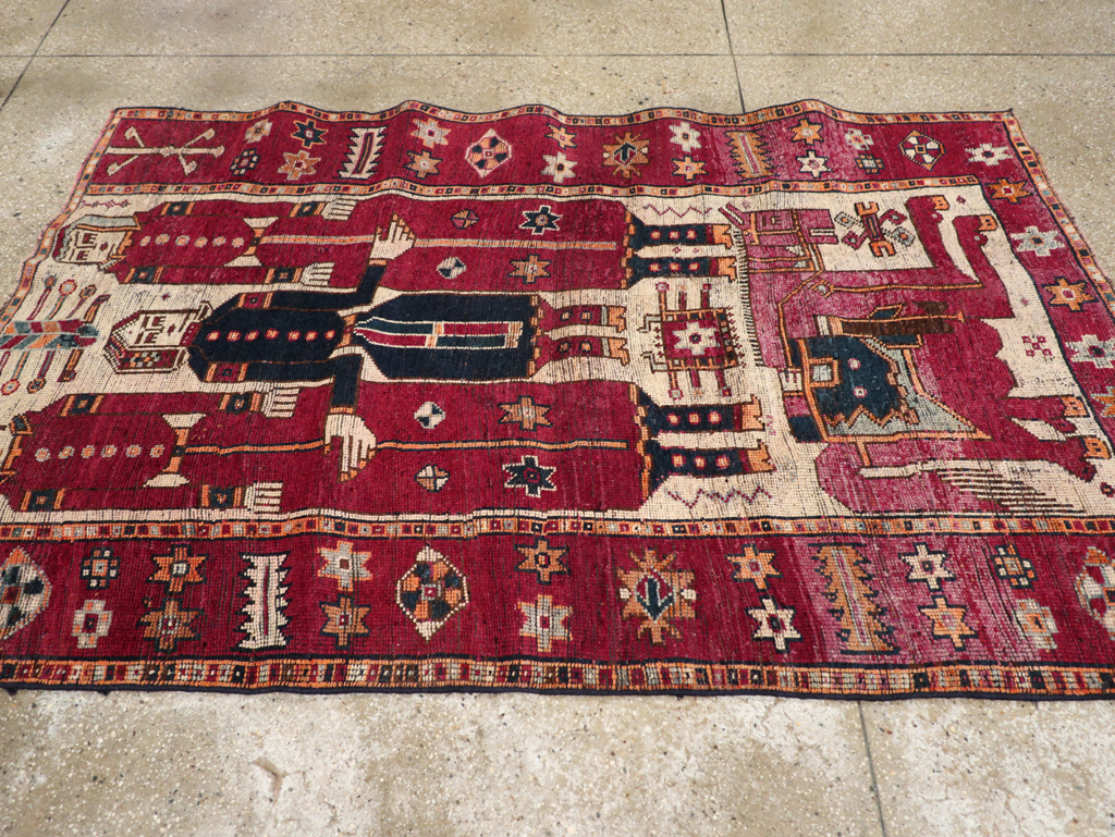 Vintage Persian Bakhtiari Pictorial Rug, No.28370 - Galerie Shabab