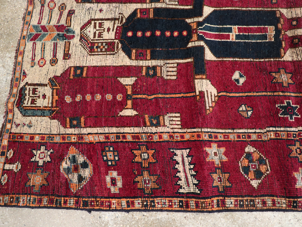 Vintage Persian Bakhtiari Pictorial Rug, No.28370 - Galerie Shabab