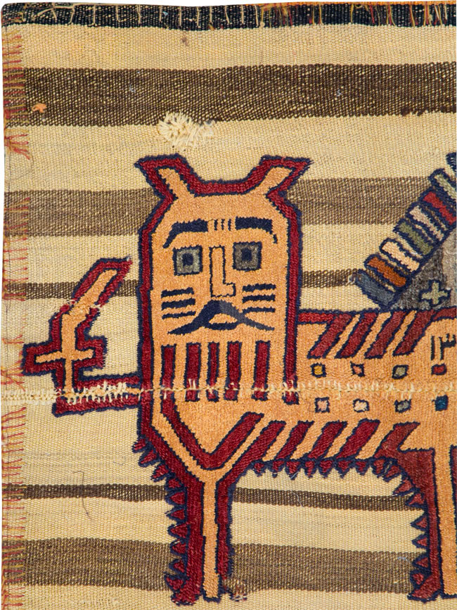 Vintage Persian Pictorial Souf Flatweave Kilim Throw Rug, No.28412 - Galerie Shabab