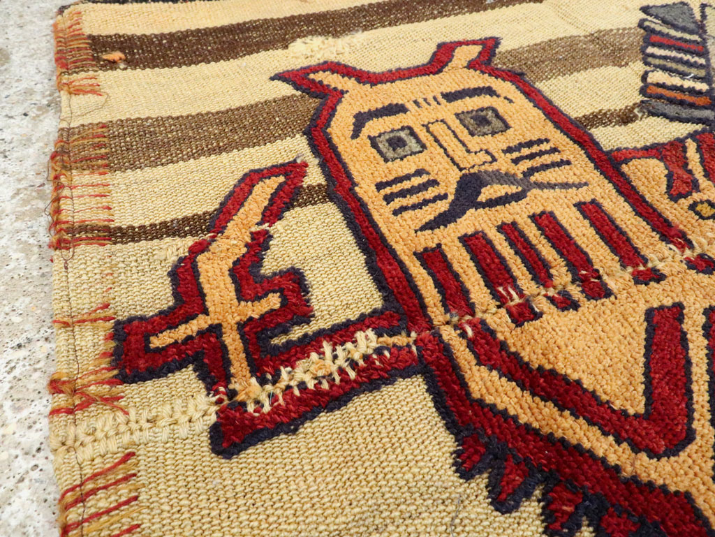 Vintage Persian Pictorial Souf Flatweave Kilim Throw Rug, No.28412 - Galerie Shabab