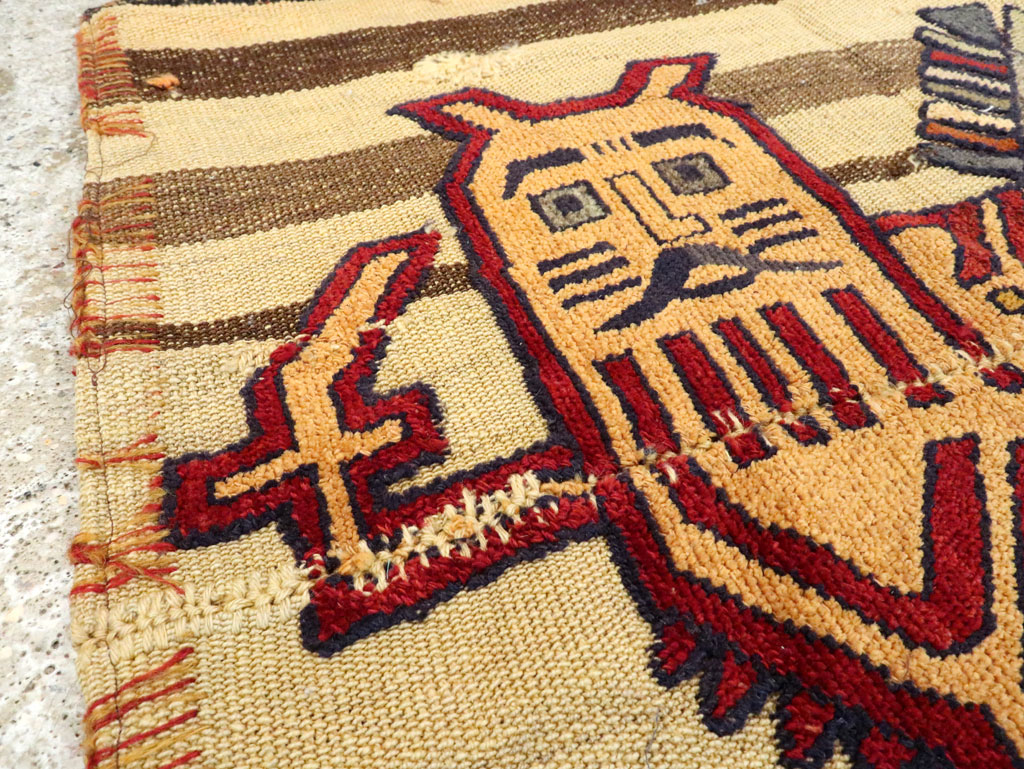 Vintage Persian Pictorial Souf Flatweave Kilim Throw Rug, No.28412 - Galerie Shabab