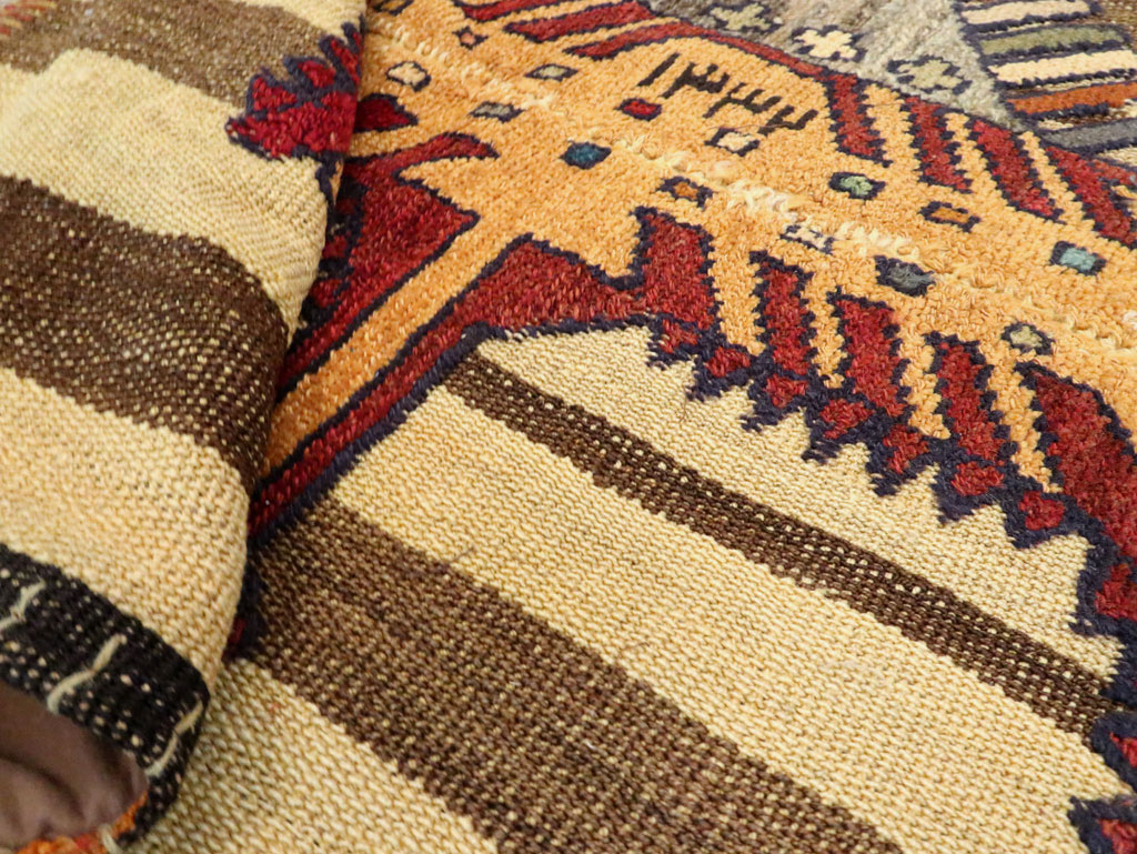 Vintage Persian Pictorial Souf Flatweave Kilim Throw Rug, No.28412 - Galerie Shabab
