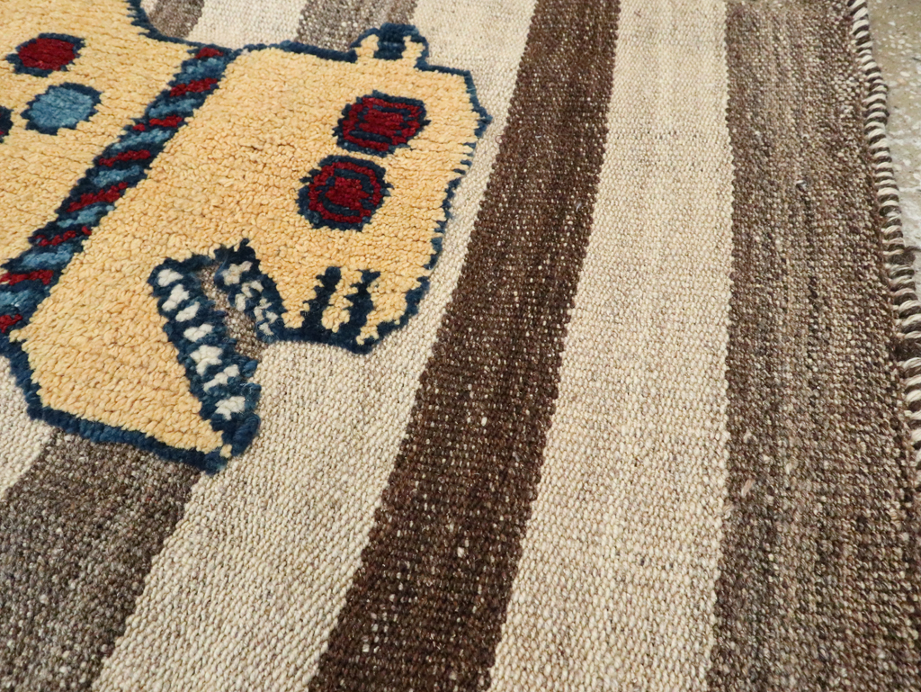 Vintage Persian Pictorial Souf Flatweave Kilim Throw Rug, No.28415 - Galerie Shabab