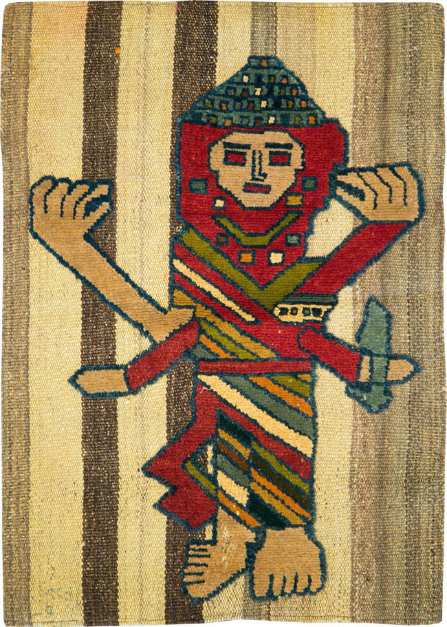 Vintage Persian Pictorial Souf Flatweave Kilim Throw Rug, No.28417 - Galerie Shabab