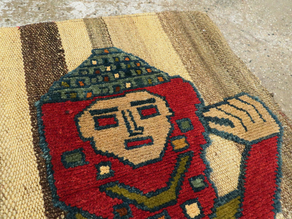 Vintage Persian Pictorial Souf Flatweave Kilim Throw Rug, No.28417 - Galerie Shabab
