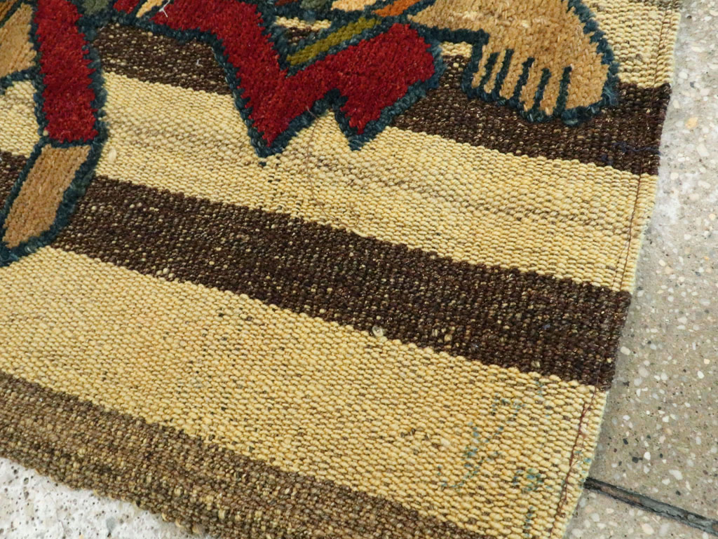 Vintage Persian Pictorial Souf Flatweave Kilim Throw Rug, No.28417 - Galerie Shabab