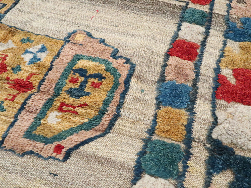 Vintage Persian Pictorial Souf Flatweave Kilim Throw Rug, No.28418 - Galerie Shabab
