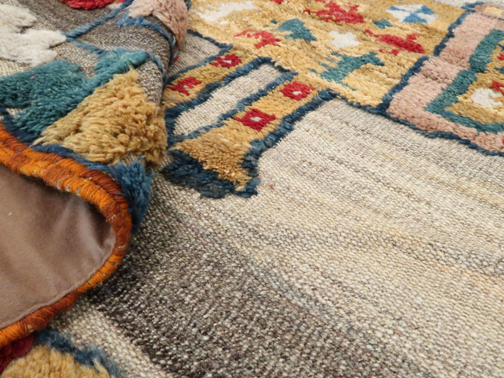 Vintage Persian Pictorial Souf Flatweave Kilim Throw Rug, No.28418 - Galerie Shabab