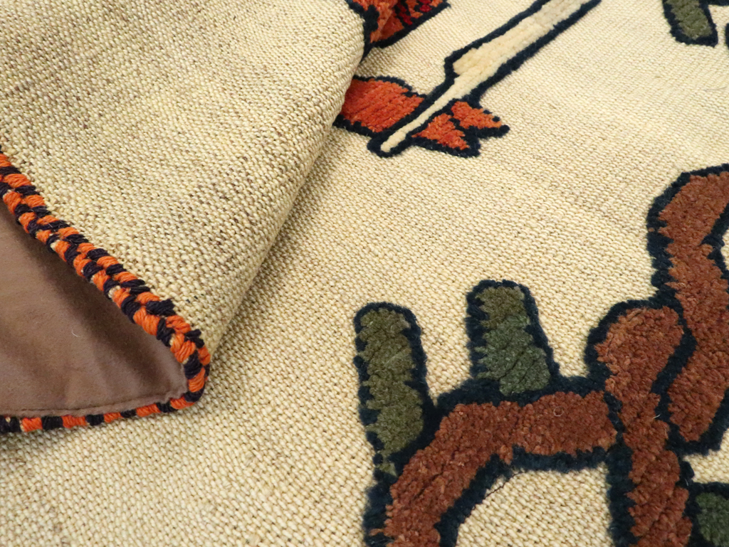 Vintage Persian Pictorial Souf Flatweave Kilim Throw Rug, No.28419 - Galerie Shabab