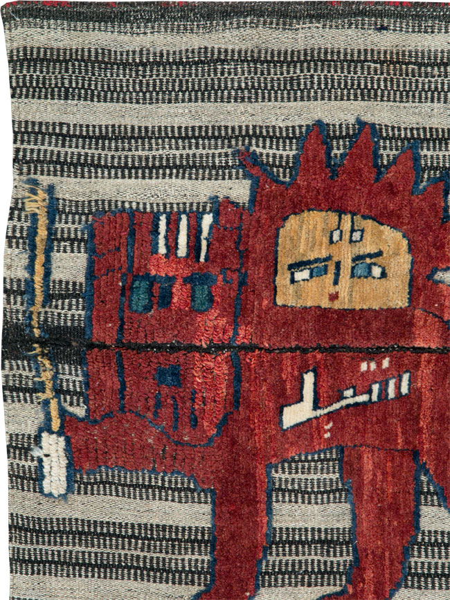 Vintage Persian Pictorial Souf Flatweave Kilim Throw Rug, No.28420 - Galerie Shabab