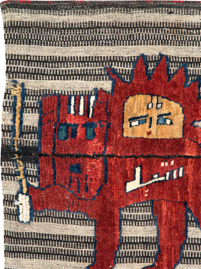 Vintage Persian Pictorial Souf Flatweave Kilim Throw Rug, No.28420 - Galerie Shabab