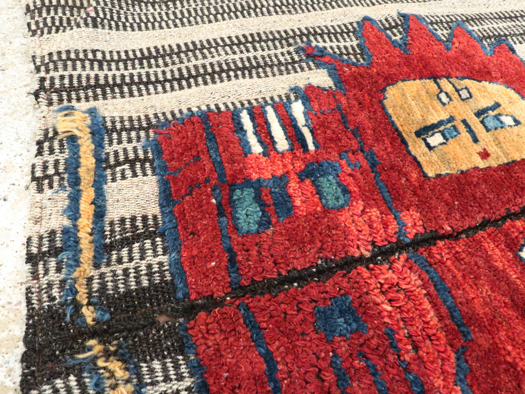 Vintage Persian Pictorial Souf Flatweave Kilim Throw Rug, No.28420 - Galerie Shabab