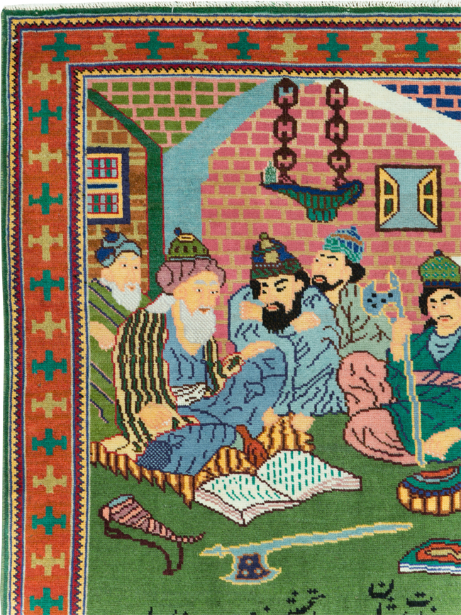 Vintage Persian Tabriz Pictorial Rug, No.28431 - Galerie Shabab