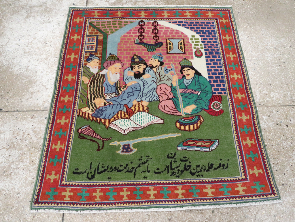 Vintage Persian Tabriz Pictorial Rug, No.28431 - Galerie Shabab