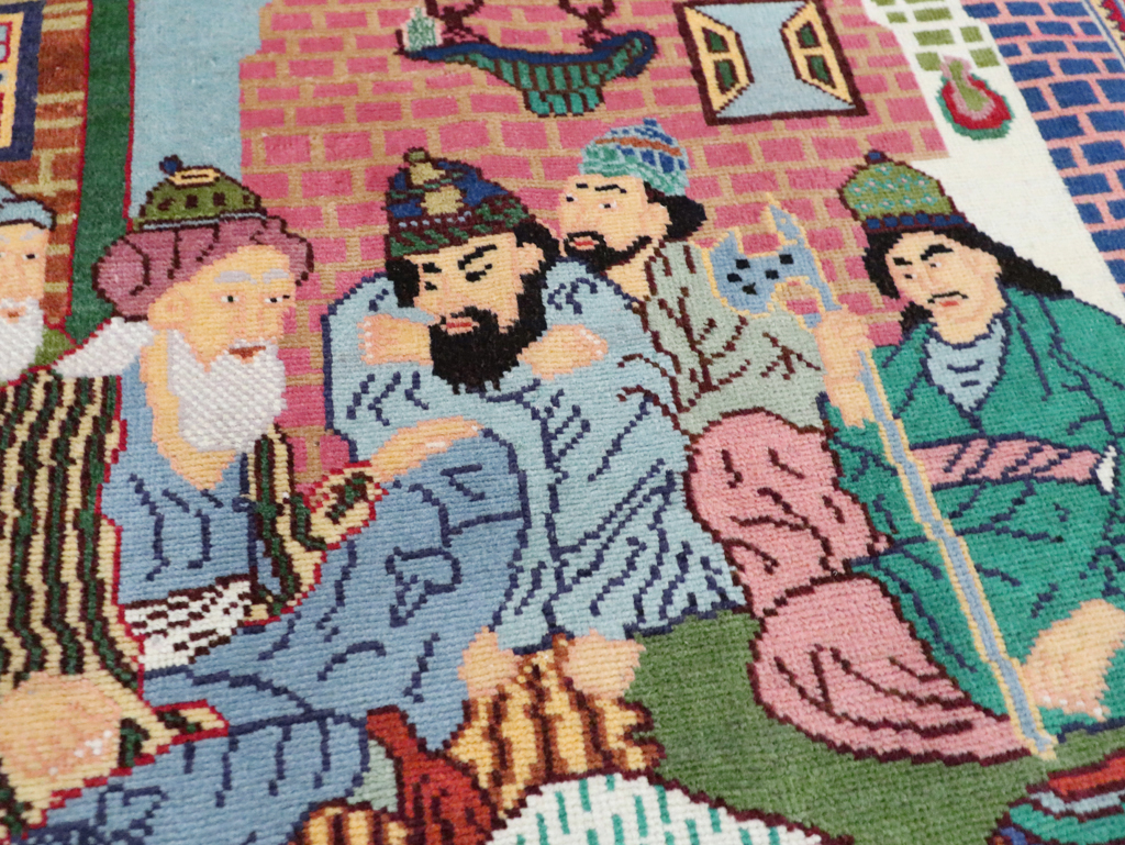 Vintage Persian Tabriz Pictorial Rug, No.28431 - Galerie Shabab