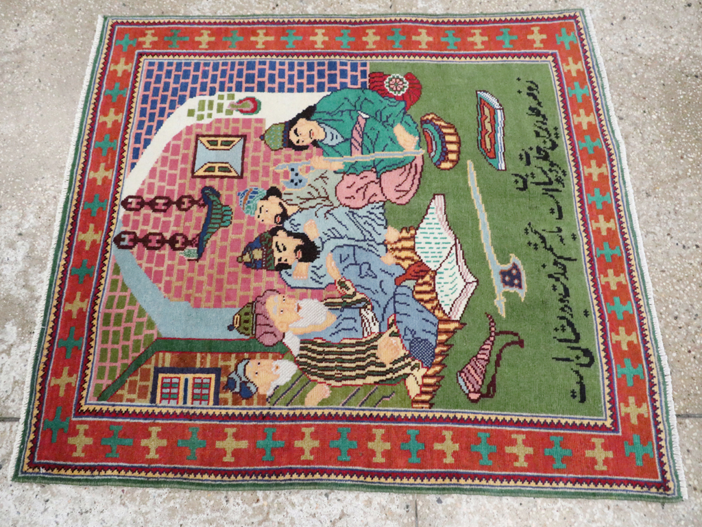 Vintage Persian Tabriz Pictorial Rug, No.28431 - Galerie Shabab