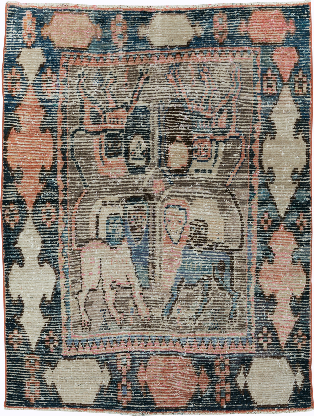 Vintage Persian Pictorial Gabbeh Accent Rug, No.28435 - Galerie Shabab