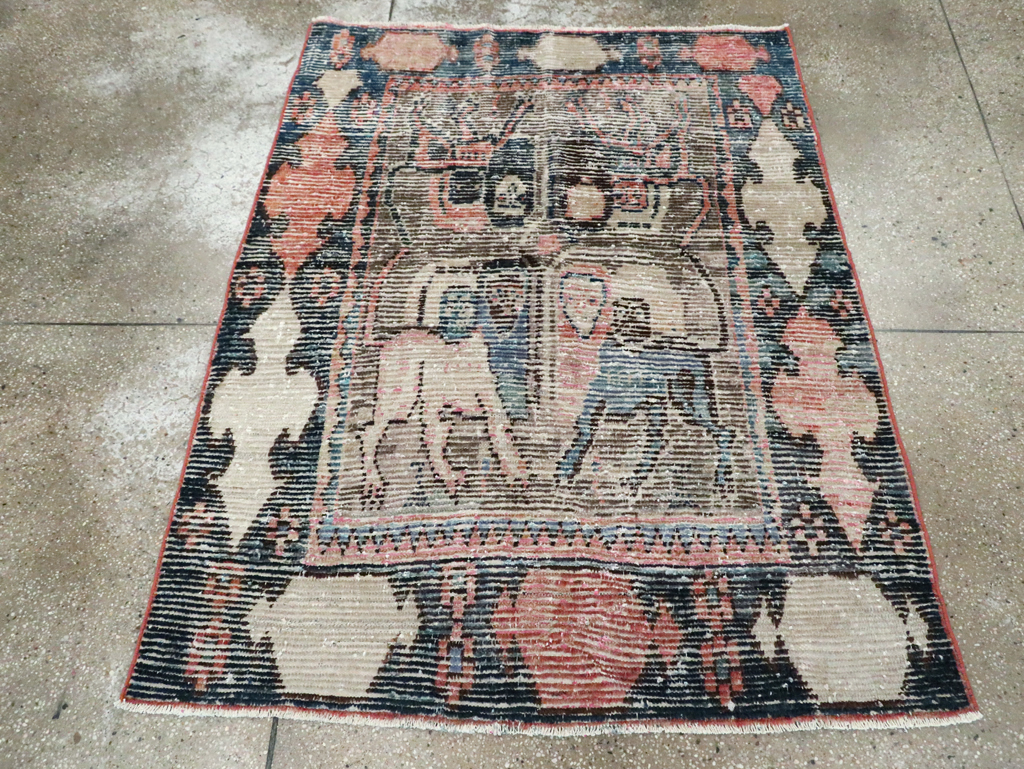 Vintage Persian Pictorial Gabbeh Accent Rug, No.28435 - Galerie Shabab