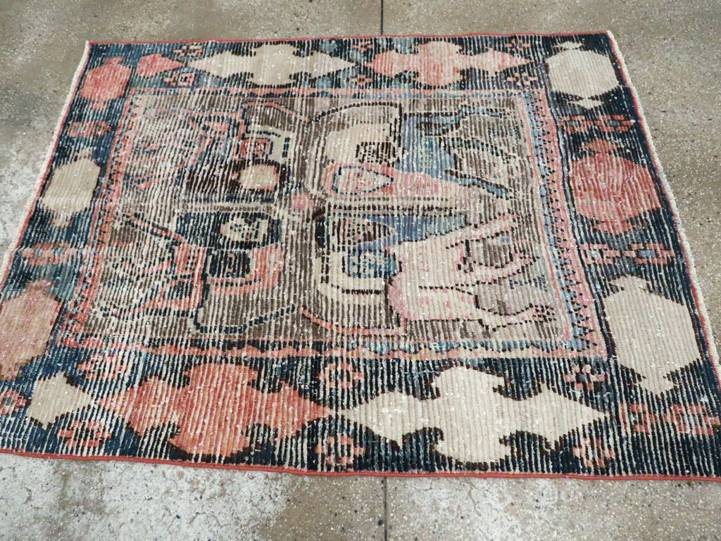 Vintage Persian Pictorial Gabbeh Accent Rug, No.28435 - Galerie Shabab